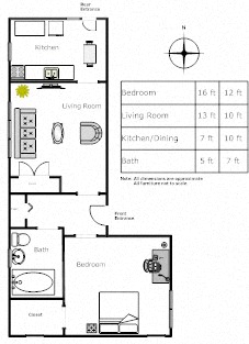 Floor plan for 1 bed, 1 bath